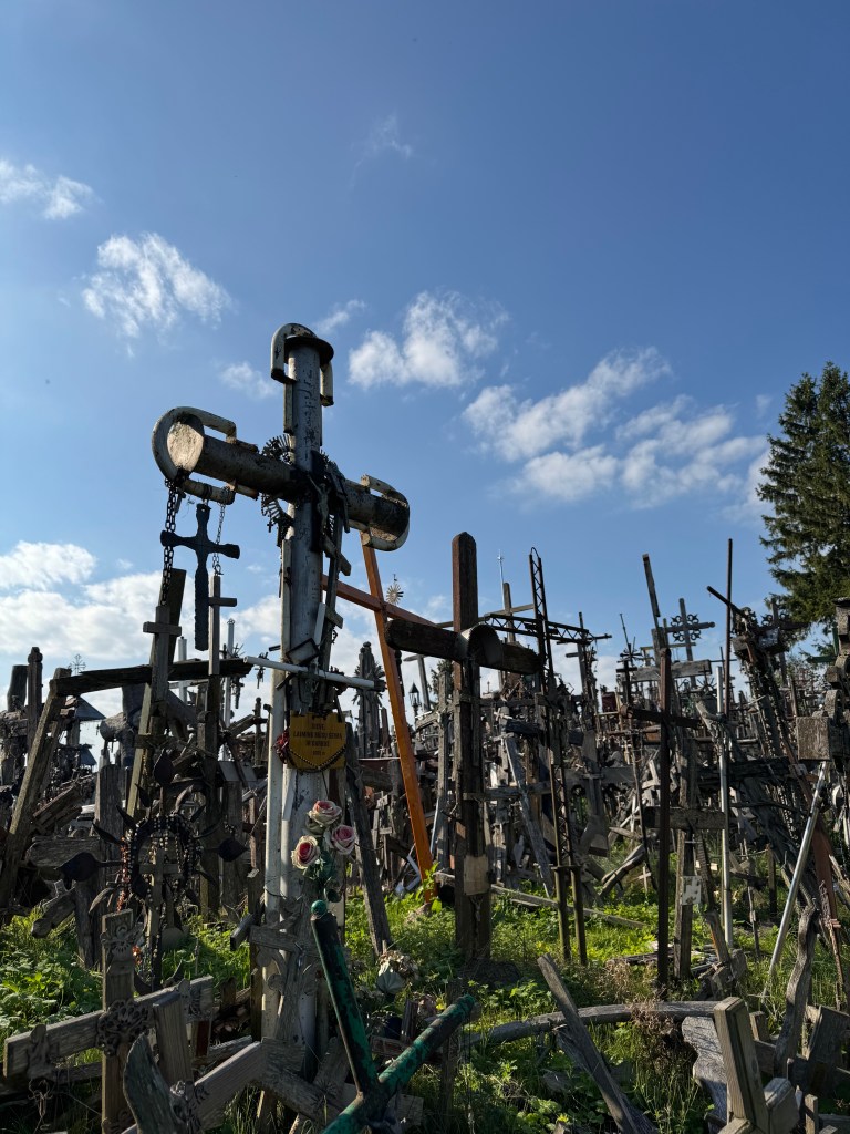 Crosses on the top of the Hill of Crosses in Lithuania.