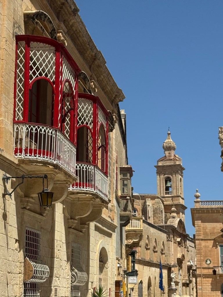 Balconies and rooftops in Mdina, Malta.