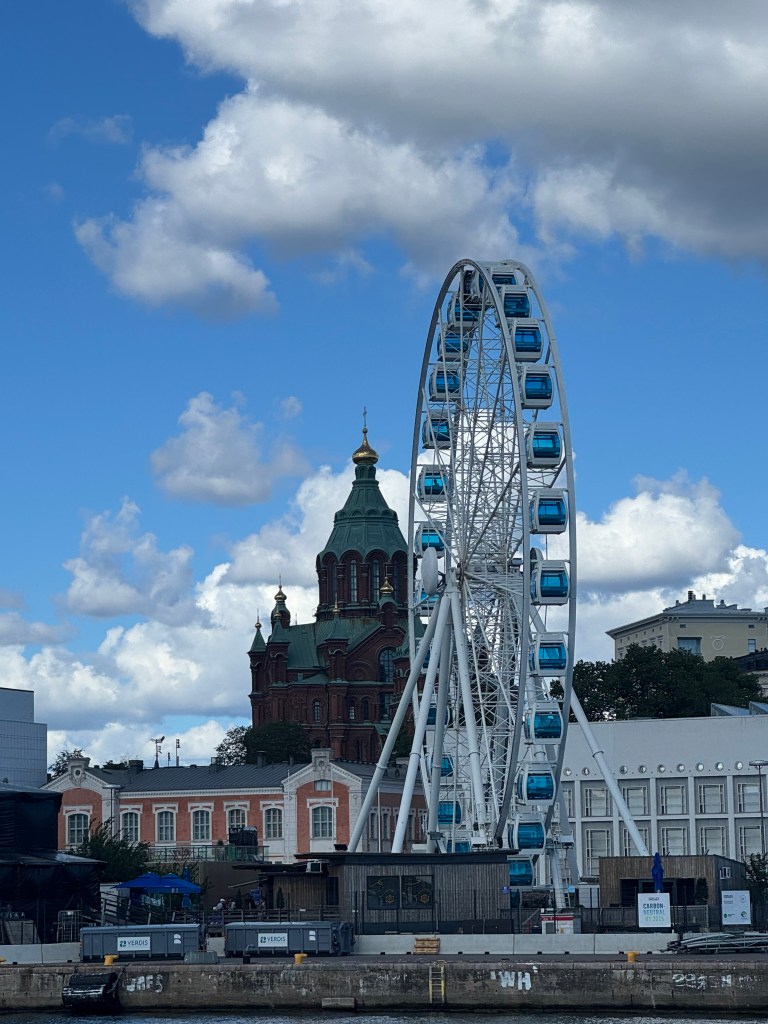 Helsinki city centre with the Orthodox cathedral and the wheel